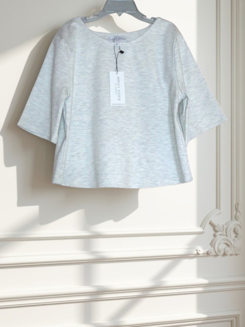 Ripley Rader Size 2 Small Ponte Knit Gray Short Sleeve Top